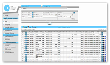 Screenshot www.airfreightrates.aero
